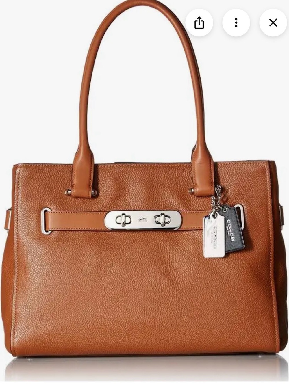 Coach Saddle Brown Swagger 21. Carryall Lage. Double Turnlock/Dust Bag. EUC